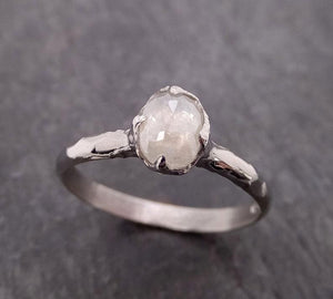 Fancy cut White Diamond Solitaire Engagement 14k White Gold Wedding Ring byAngeline 2031