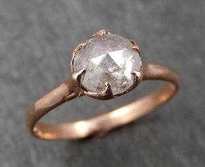 Faceted Fancy cut white Diamond Solitaire Engagement 14k Rose Gold Wedding Ring byAngeline 1651 - by Angeline
