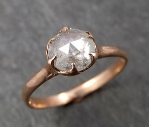 Faceted Fancy cut white Diamond Solitaire Engagement 14k Rose Gold Wedding Ring byAngeline 1651 - by Angeline