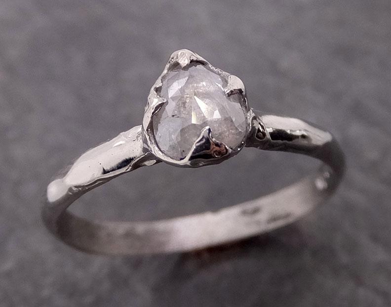 Fancy cut White Diamond Solitaire Engagement 14k White Gold Wedding Ring byAngeline 2034