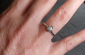 Fancy cut White Diamond Solitaire Engagement 14k White Gold Wedding Ring byAngeline 2034