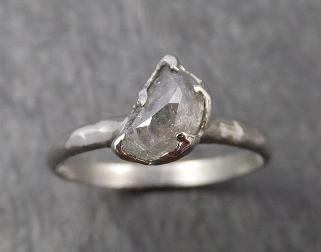 Fancy Cut Half Moon salt and pepper Diamond Solitaire Engagement 14k White Gold Wedding Ring byAngeline 1659 - by Angeline