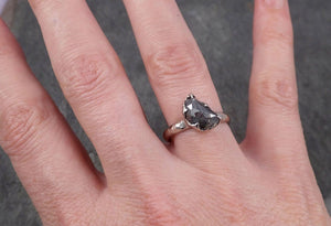 Fancy Cut Half Moon salt and pepper Diamond Solitaire Engagement 14k White Gold Wedding Ring byAngeline 1658 - by Angeline
