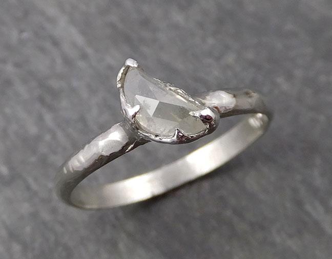Fancy Cut Half Moon Diamond Solitaire Engagement 14k White Gold Wedding Ring byAngeline 1654 - by Angeline