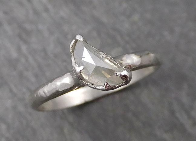 Fancy Cut Half Moon Diamond Solitaire Engagement 14k White Gold Wedding Ring byAngeline 1654 - by Angeline