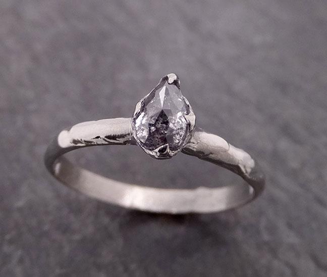 fancy cut salt and pepper diamond solitaire engagement 14k white gold wedding ring byangeline 2039 Alternative Engagement