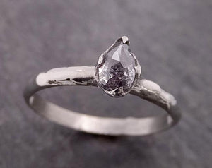 fancy cut salt and pepper diamond solitaire engagement 14k white gold wedding ring byangeline 2039 Alternative Engagement