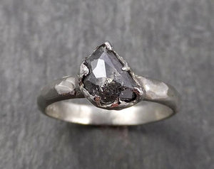 Fancy Cut Half Moon salt and pepper Diamond Solitaire Engagement 14k White Gold Wedding Ring byAngeline 1657 - by Angeline