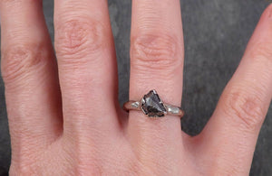 Fancy Cut Half Moon salt and pepper Diamond Solitaire Engagement 14k White Gold Wedding Ring byAngeline 1657 - by Angeline
