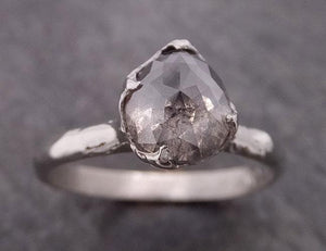 fancy cut salt and pepper diamond solitaire engagement 14k white gold wedding ring byangeline 2038 Alternative Engagement