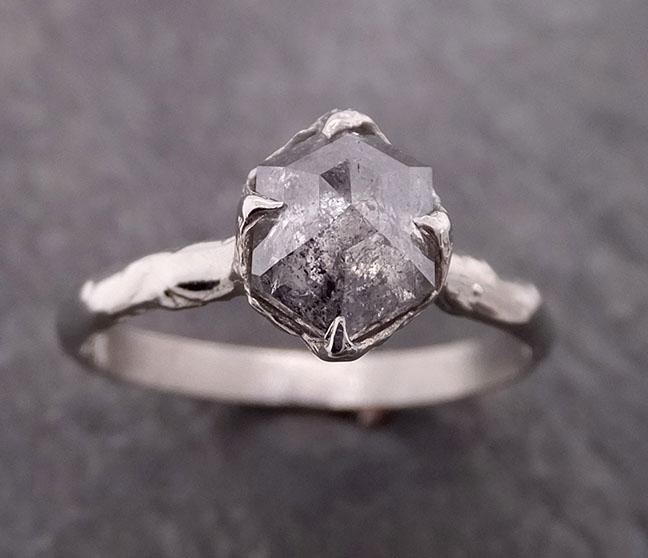 fancy cut salt and pepper diamond solitaire engagement 14k white gold wedding ring byangeline 2037 Alternative Engagement