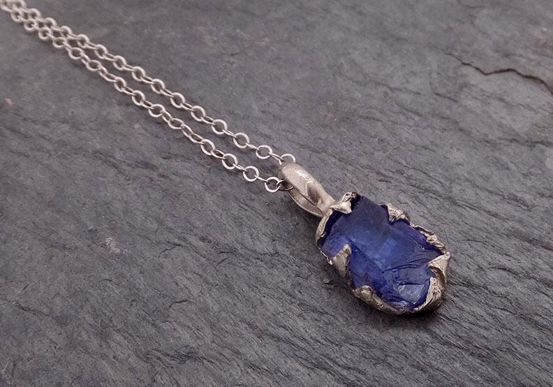 uncut raw tanzanite 14k white gold pendant gemstone necklace gemstone jewelry byangeline 2050 Alternative Engagement