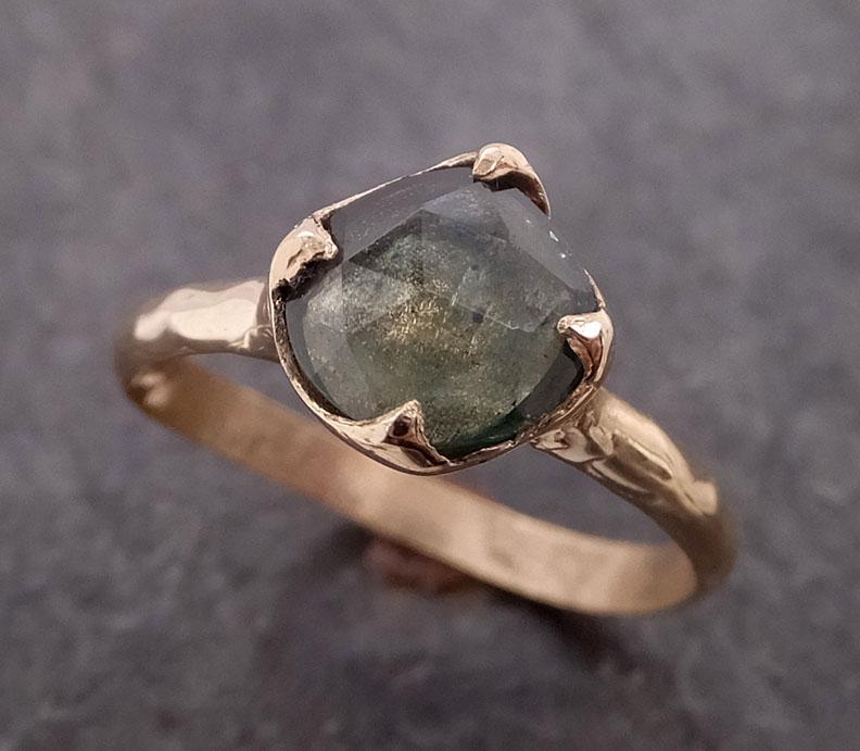 fancy cut montana green sapphire 14k yellow gold solitaire ring gold gemstone engagement ring 2042 Alternative Engagement