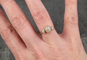 Fancy cut white Diamond Engagement 14k yellow Gold Multi stone Wedding Ring Stacking Rough Diamond Ring byAngeline 1672 - by Angeline