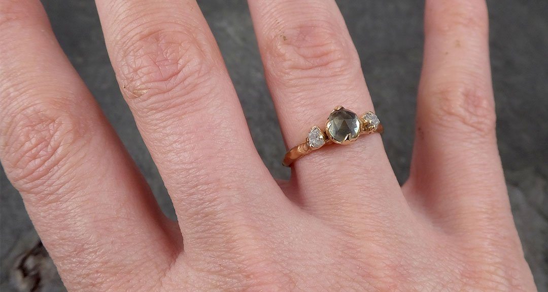 Fancy cut Montana Sapphire Diamond 14k yellow Gold Engagement Ring Wedding Ring Custom One Of a Kind green Gemstone Ring Multi stone Ring 1679 - by Angeline