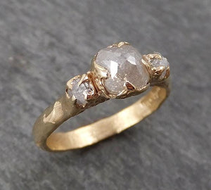 Fancy cut white Diamond Engagement 14k yellow Gold Multi stone Wedding Ring Stacking Rough Diamond Ring byAngeline 1673 - by Angeline