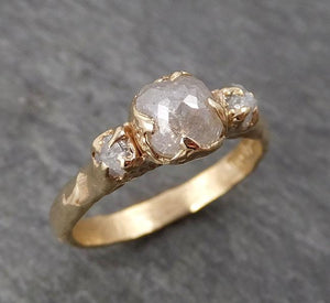 Fancy cut white Diamond Engagement 14k yellow Gold Multi stone Wedding Ring Stacking Rough Diamond Ring byAngeline 1673 - by Angeline
