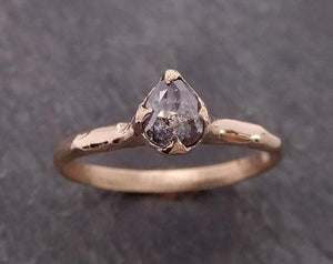 fancy cut salt and pepper diamond solitaire engagement 14k yellow gold wedding ring byangeline 2055 Alternative Engagement