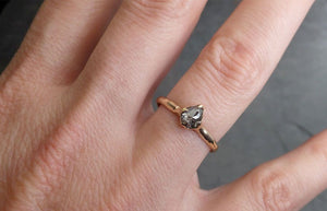 fancy cut salt and pepper diamond solitaire engagement 14k yellow gold wedding ring byangeline 2055 Alternative Engagement
