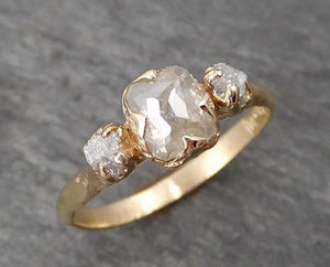 Fancy cut white Diamond Engagement 14k yellow Gold Multi stone Wedding Ring Stacking Rough Diamond Ring byAngeline 1674 - by Angeline