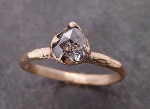 fancy cut salt and pepper diamond solitaire engagement 14k yellow gold wedding ring byangeline 2054 Alternative Engagement