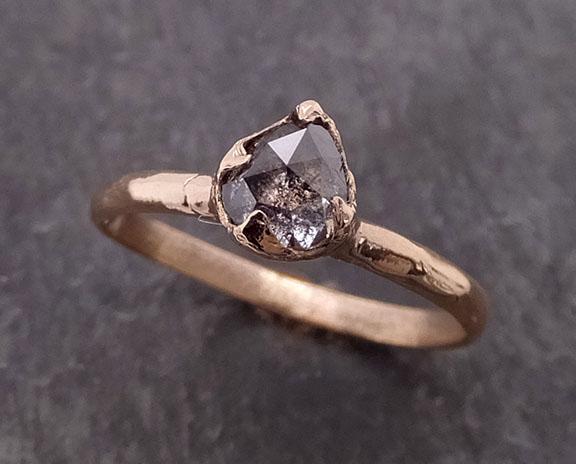 fancy cut salt and pepper diamond solitaire engagement 14k yellow gold wedding ring byangeline 2054 Alternative Engagement