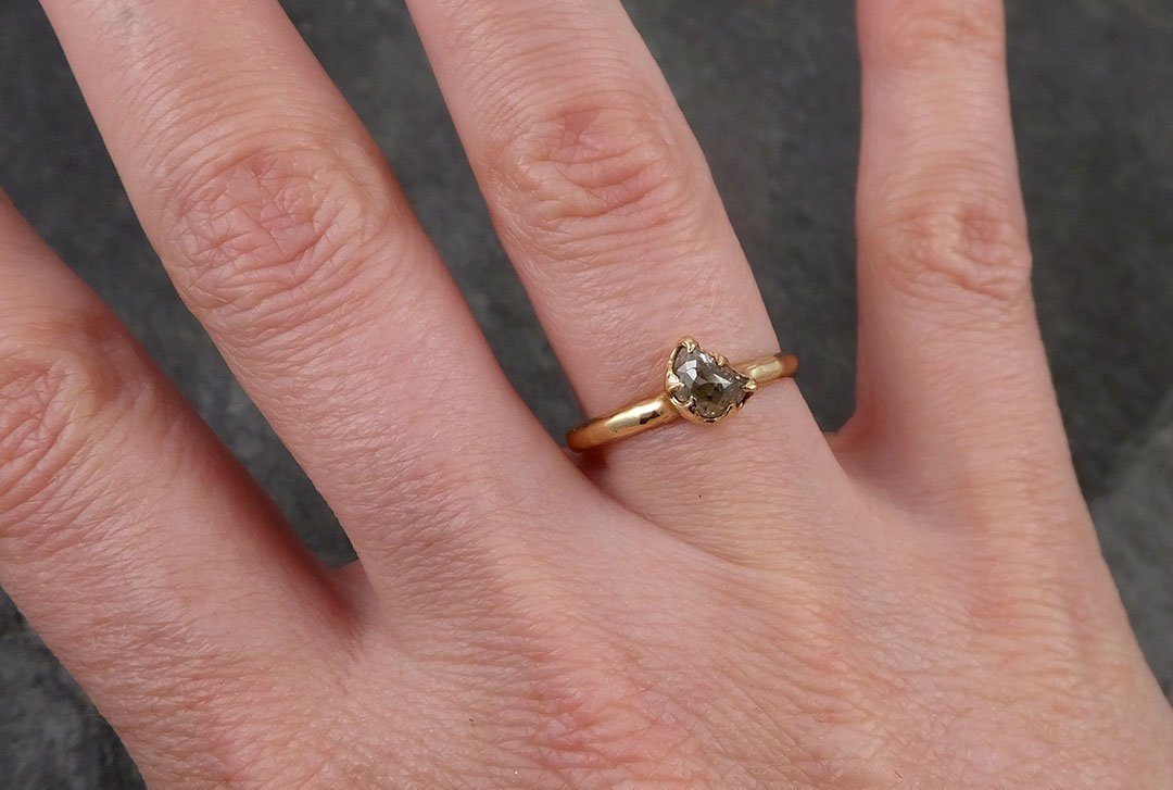 Fancy Cut Half Moon Diamond Solitaire Engagement 14k Yellow Gold Wedding Ring byAngeline 1693 - by Angeline