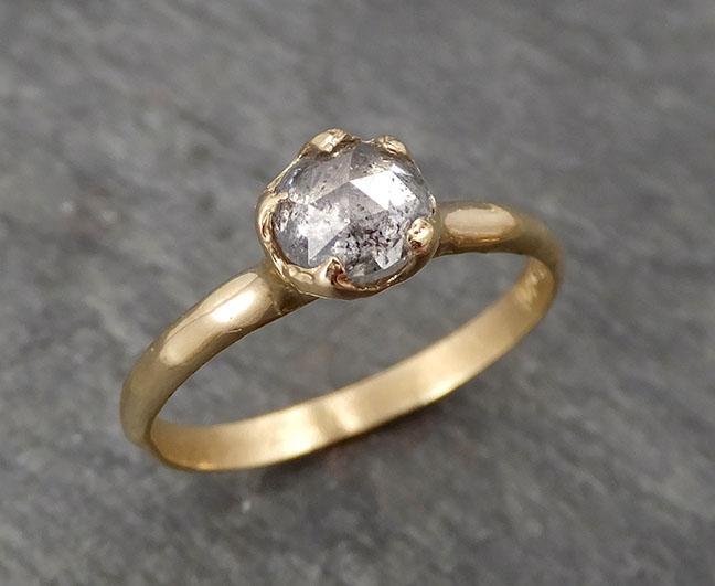 Fancy cut salt and pepper Diamond Solitaire Engagement 14k yellow Gold Wedding Ring Diamond Ring byAngeline 1690 - by Angeline