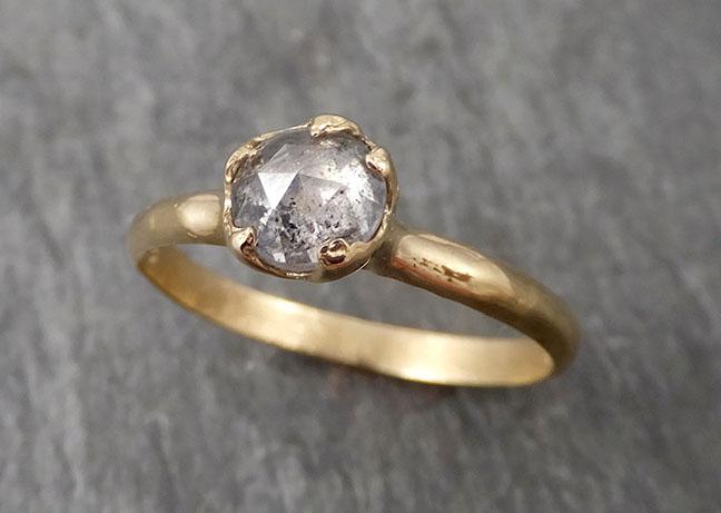 Fancy cut salt and pepper Diamond Solitaire Engagement 14k yellow Gold Wedding Ring Diamond Ring byAngeline 1690 - by Angeline