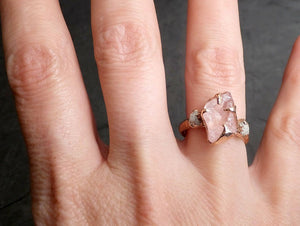 raw morganite diamond rose gold engagement ring multi stone wedding ring custom gemstone ring bespoke 14k pink conflict free by angeline 2064 Alternative Engagement
