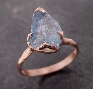 raw uncut aquamarine solitaire rose gold ring custom one of a kind gemstone ring bespoke byangeline 2066 Alternative Engagement