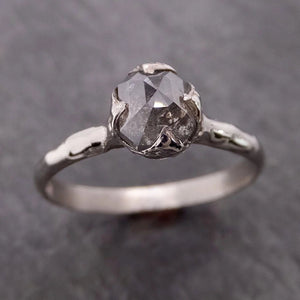 fancy cut salt and pepper diamond solitaire engagement 14k white gold wedding ring byangeline 2073 Alternative Engagement
