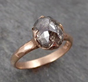 Fancy cut Salt and pepper Solitaire Diamond Engagement 14k Rose Gold Wedding Ring byAngeline 1705