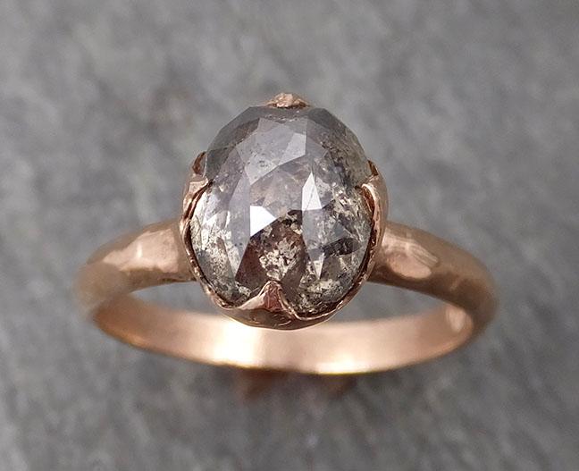 Fancy cut Salt and pepper Solitaire Diamond Engagement 14k Rose Gold Wedding Ring byAngeline 1705