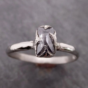 Fancy cut salt and pepper Diamond Solitaire Engagement 14k White Gold Wedding Ring byAngeline 2074