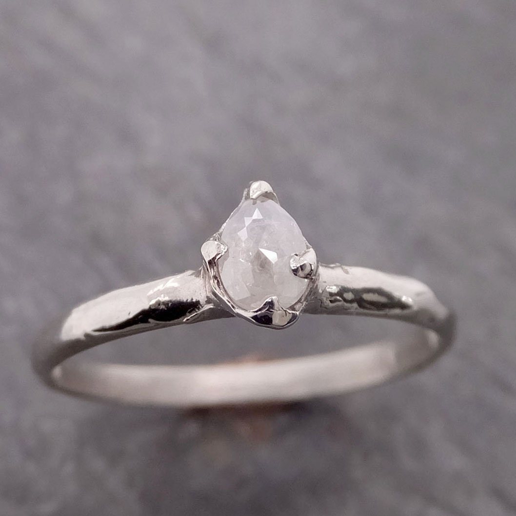 Fancy cut White Diamond Solitaire Engagement 14k White Gold Wedding Ring byAngeline 2076