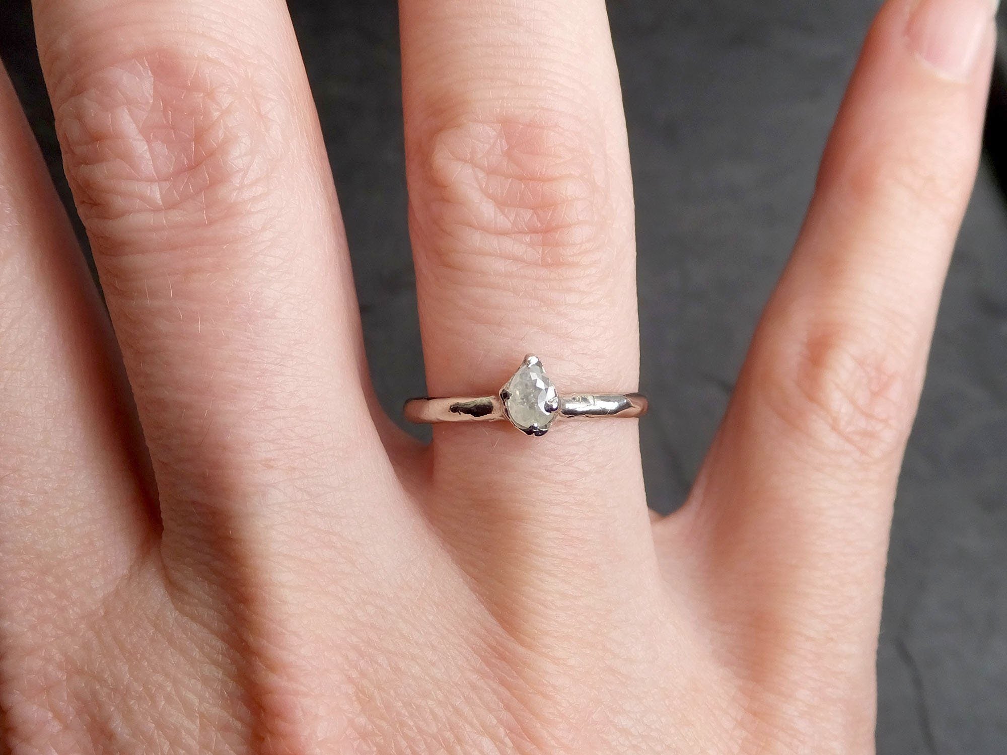 Fancy cut White Diamond Solitaire Engagement 14k White Gold Wedding Ring byAngeline 2076
