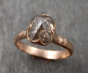 fancy cut salt and pepper solitaire diamond engagement 14k rose gold wedding ring byangeline 1704 Alternative Engagement
