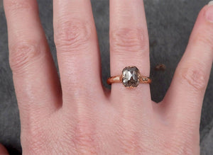 fancy cut salt and pepper solitaire diamond engagement 14k rose gold wedding ring byangeline 1704 Alternative Engagement