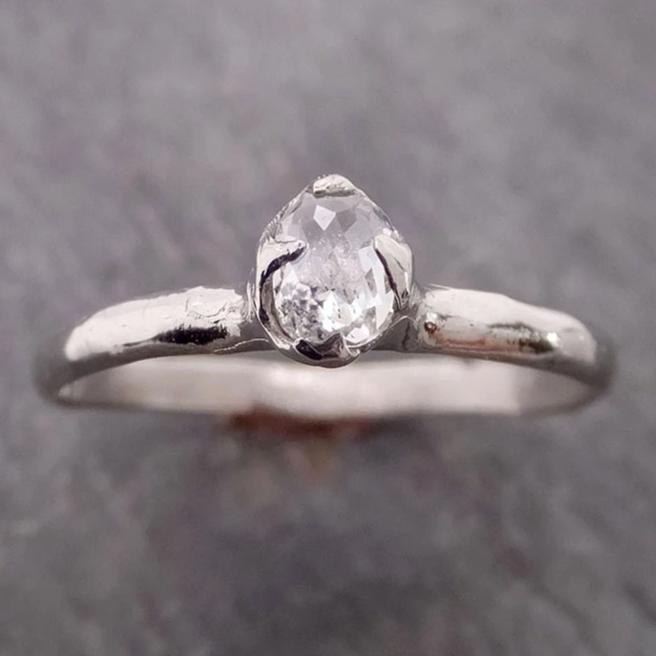 fancy cut white diamond solitaire engagement 14k white gold wedding ring byangeline 2080 Alternative Engagement