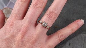 Fancy cut white Diamond Engagement 14k Rose Gold Multi stone Wedding Ring Stacking Rough Diamond Ring byAngeline 1707