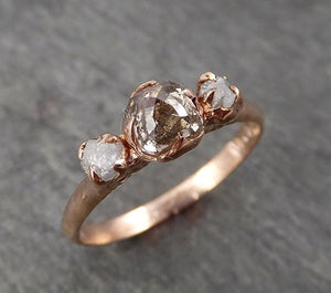 faceted fancy cut champagne diamond engagement 14k rose gold multi stone wedding ring rough diamond ring byangeline 1708 Alternative Engagement