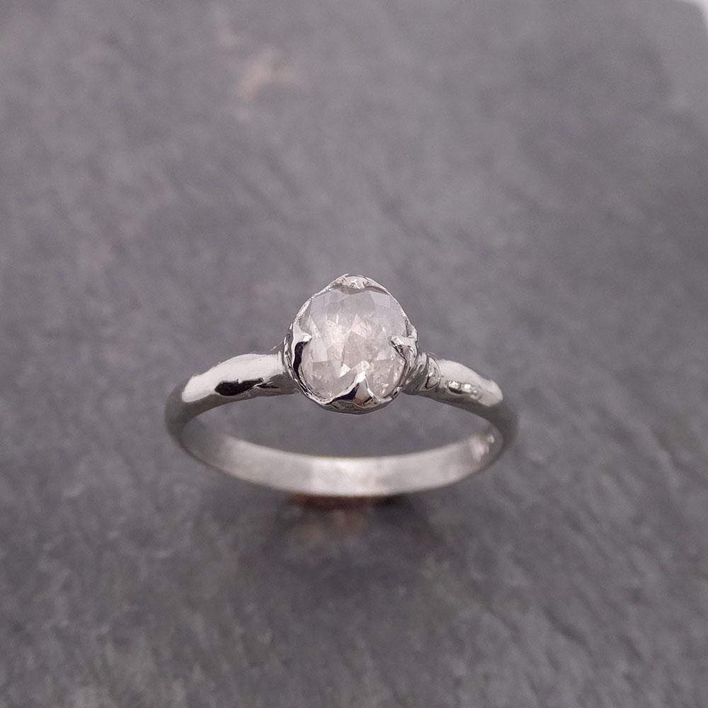 Fancy cut White Diamond Solitaire Engagement 14k White Gold Wedding Ring byAngeline 2079