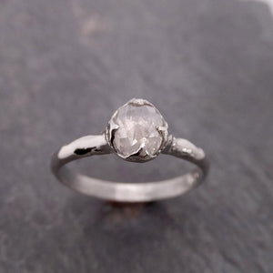 Fancy cut White Diamond Solitaire Engagement 14k White Gold Wedding Ring byAngeline 2079
