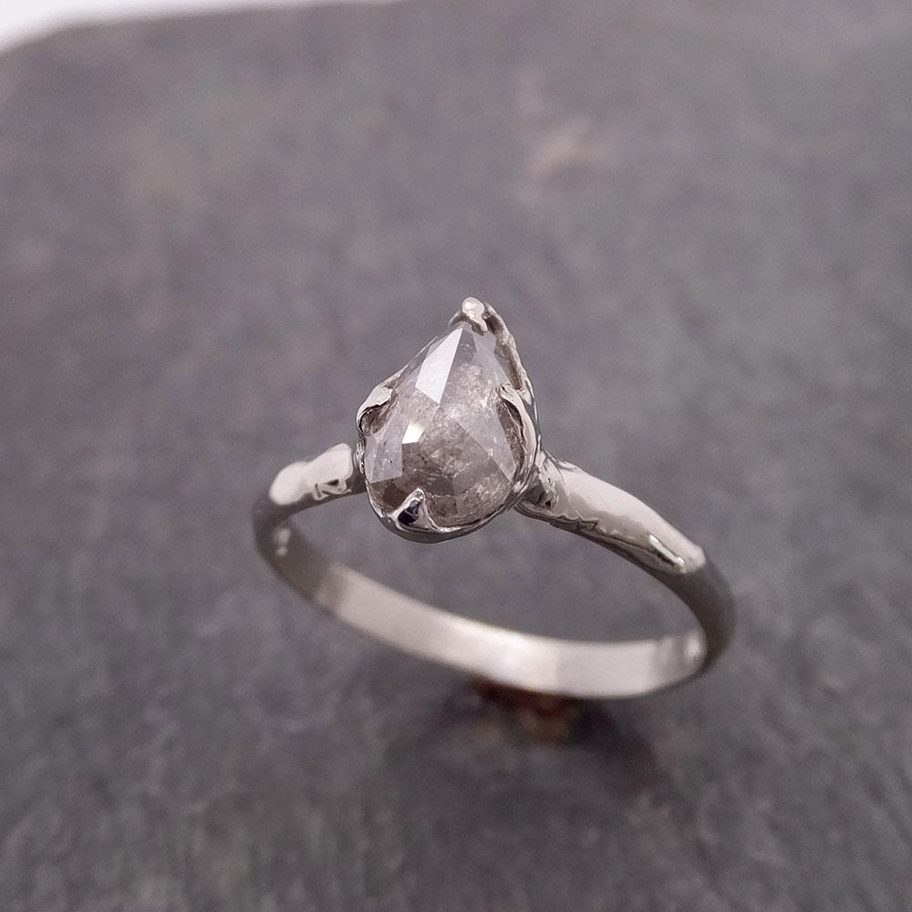 fancy cut salt and pepper diamond solitaire engagement 14k white gold wedding ring byangeline 2077 Alternative Engagement
