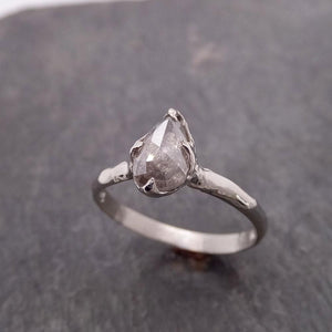 fancy cut salt and pepper diamond solitaire engagement 14k white gold wedding ring byangeline 2077 Alternative Engagement