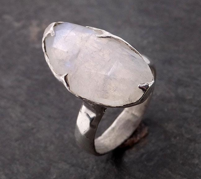 fancy cut moonstone sterling silver ring gemstone solitaire recycled statement ss00001 Alternative Engagement