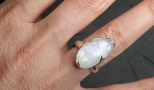 fancy cut moonstone sterling silver ring gemstone solitaire recycled statement ss00001 Alternative Engagement