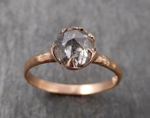 Fancy cut Salt and pepper Solitaire Diamond Engagement 14k Rose Gold Wedding Ring byAngeline 1716