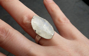fancy cut moonstone sterling silver ring gemstone solitaire recycled statement ss00002 Alternative Engagement
